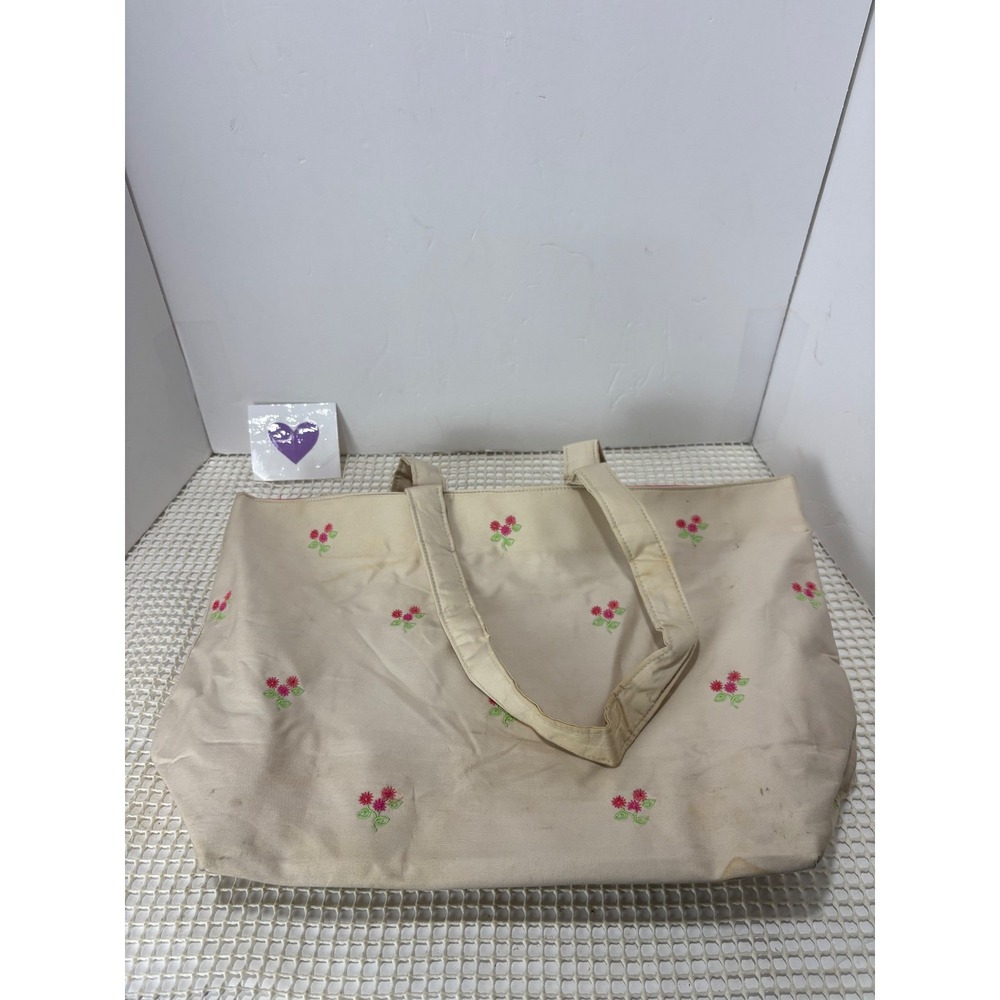 Pendleton Flower Embroidered Cotton Tote Bag White fair condition